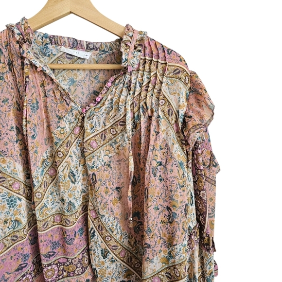 Talulah Bohemian Floral Blouse In Pink and Cream Size Medium - Picture 2 of 5